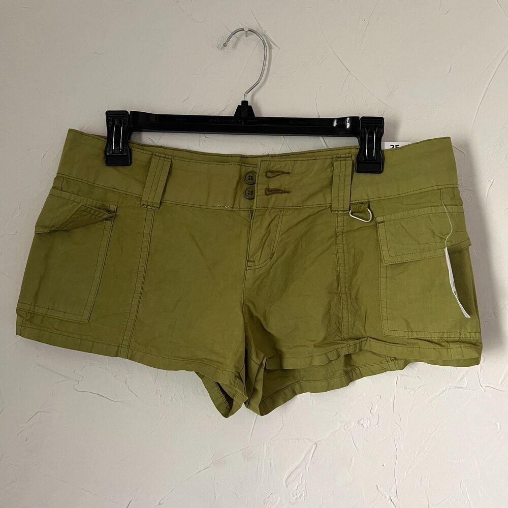 PacSun Utility Cargo Shorts Size 25 Green Low Rise Y2K NWT Womens Streetwear